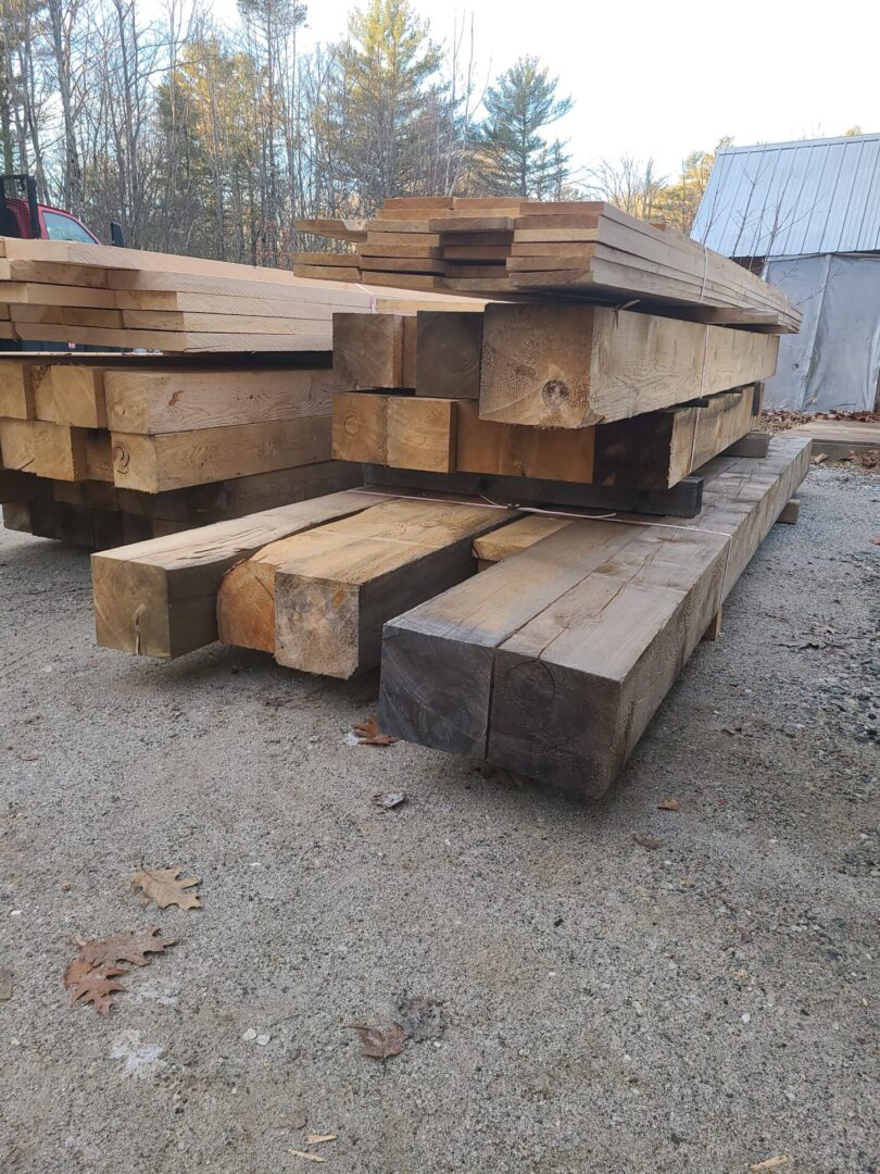 A pile of wood that is stacked on top of each other.