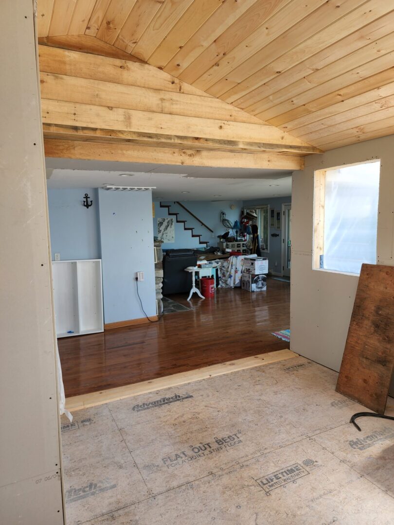 A room with wood floors and walls in it.